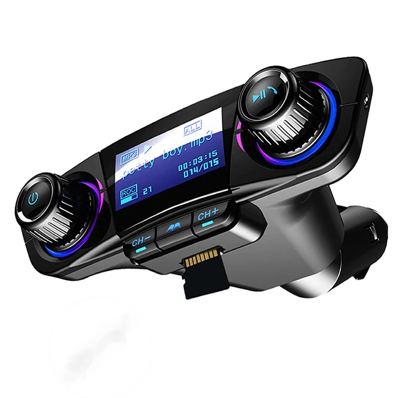 

Car Bluetooth 5.0 FM Transmitter Handsfree Call MP3 Player 12-24V Universal 2.1A USB Quick Charge Adapter BT06