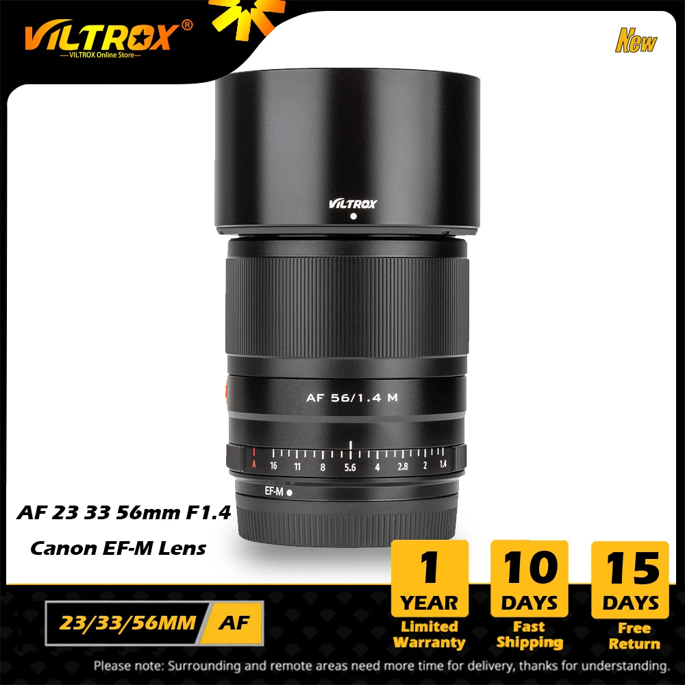

VILTROX 56mm 33mm 23mm F1.4 Canon Lens EF-M Mount STM Autofocus APS-C Lens Canon EOS-M Mount M50 Mark II M200 M10 M3 M5 M50 M6