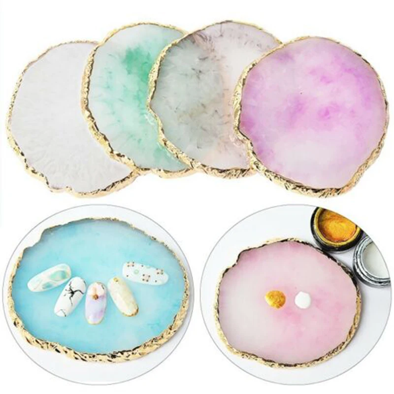 Resin Agate Stone Palette False Nail Tips Drawing Color Gel Polish Pallet Mixing Paint Plate Display Shelf |