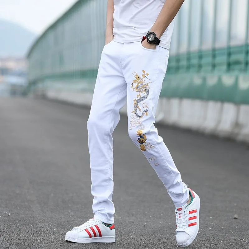 2023 Spring and Autumn New Fashion Trend Embroidery Elastic Small Legs Men's Casual Slim Comfortable Breathable Cotton Jeans
2023 Spring and Autumn New Fashion Trend Embroidery Elastic Small Legs Men's Casual Slim Comfortable Breathable Cotton Jeans