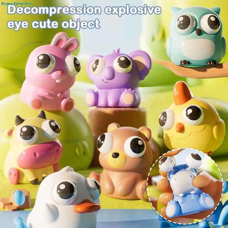 

Cartoon Animals Eye Popping Squeeze Toy Hippo Rabbit Koala Owl Chicken Prank Toy Pinch Kneading Toy Stress Reliever Toys