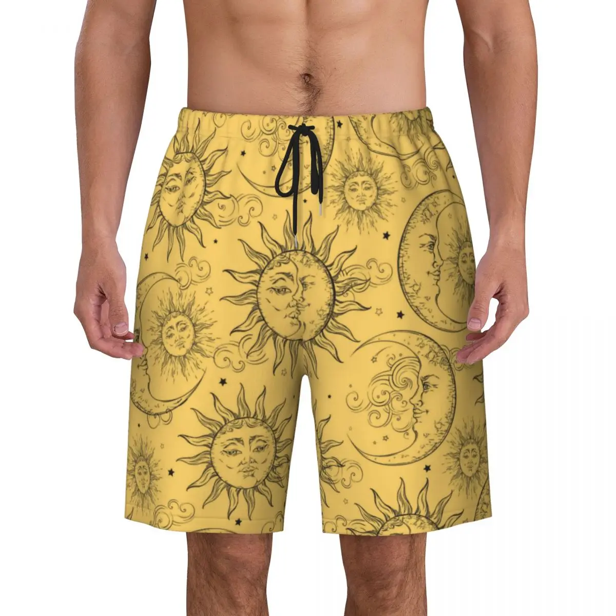 

Swimsuits Vintage Celestial Sun Board Shorts Summer Magic Moon Stars Y2K Board Short Pants Man Running Surf Swimming Trunks