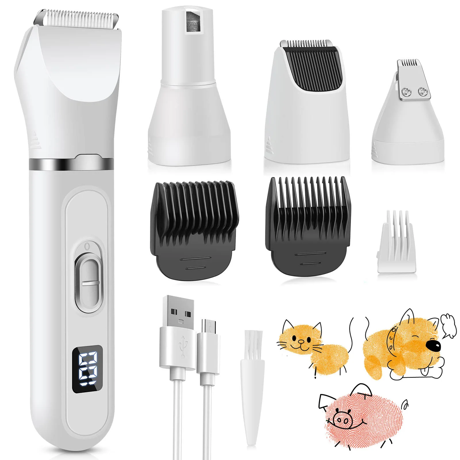 

Dog Paw Trimmer with 4 Blades Cordless 4in1 Dog Clipper Low Noise Dog Clippers for Trimming Hair Around Paws Eyes Ears Face Rump