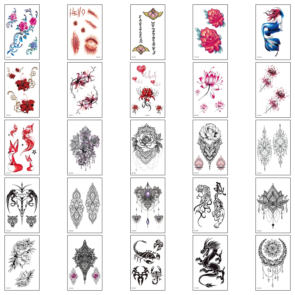 

Wholesale 30 Pcs/Lot,Waterproof Temporary Fake Tattoo Sticker Black Totem Dragon Wolf Scorpion Eagle Beauty Body Art for Man Arm