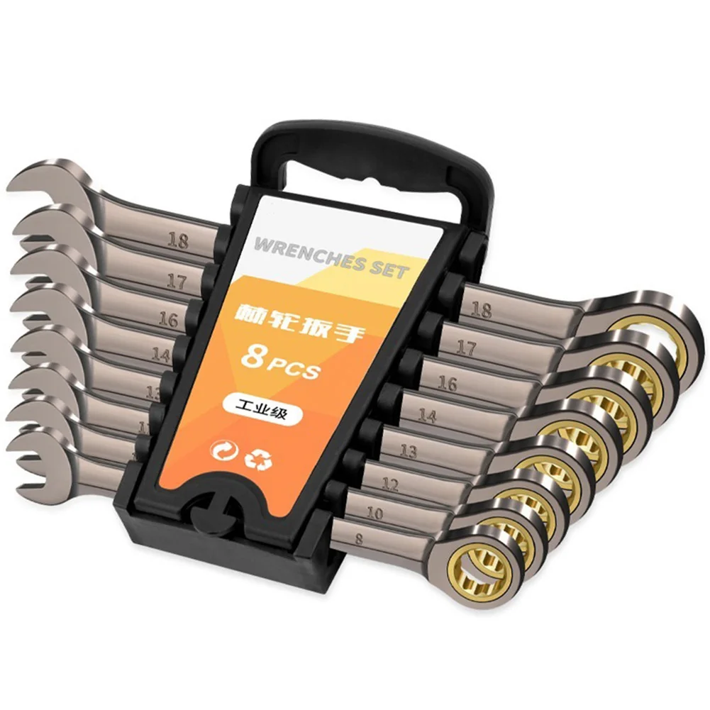 8PCS 72-Teeth Ratchet Wrench Chrome Vanadium Steel 8-18mm Automotive Repair Tool Industrial Grade Extended Ratchet Wrenches
8PCS 72-Teeth Ratchet Wrench Chrome Vanadium Steel 8-18mm Automotive Repair Tool Industrial Grade Extended Ratchet Wrenches