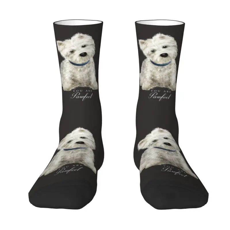 

Fashion Print Westie West Highland White Terrier Dog Socks for Women Men Stretchy Summer Autumn Winter Crew Socks