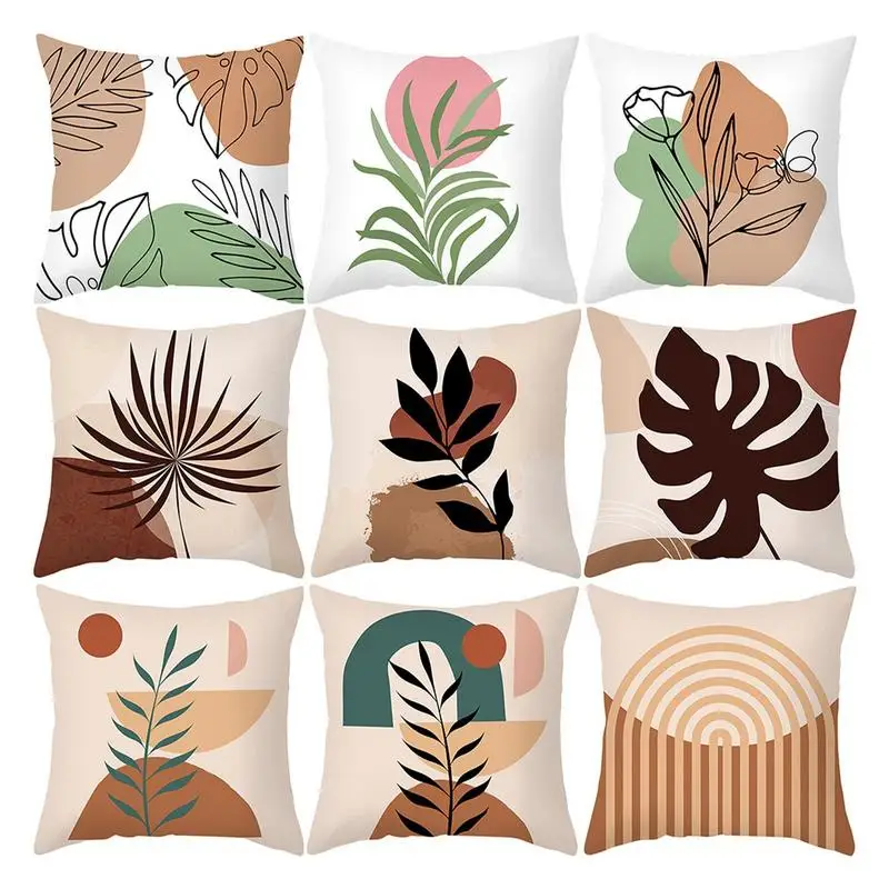 

Leaf Pillow Case Pillow Covers Sunflower Geometric Floral Decorative Pillowcase Home Decoration For Couch Canvas Cushion Cover