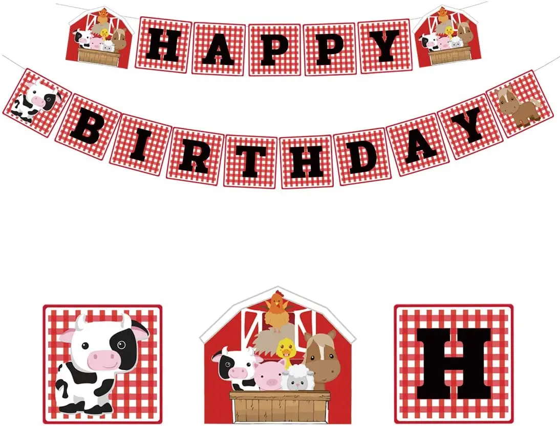 Cheereveal Farm Animal Happy Birthday Banner for Kids Farmhouse Themed Birthday Party Decorations Supplies
Cheereveal Farm Animal Happy Birthday Banner for Kids Farmhouse Themed Birthday Party Decorations Supplies