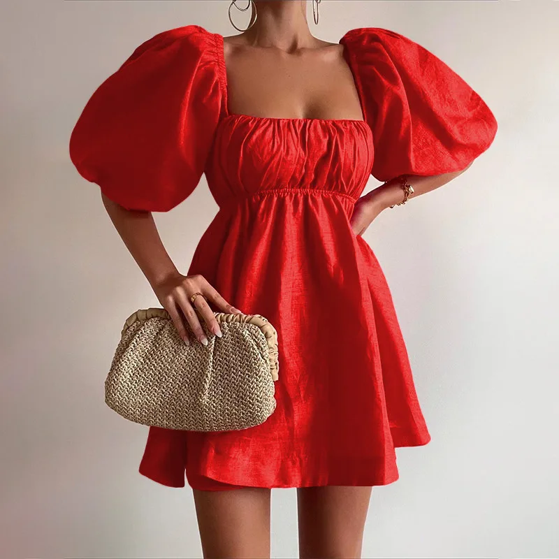 Elegant Square Collar Vestidos For Women Lady Fashion High Street Dress Summer New Casual Solid Color Puff Sleeves Party Dresses
Elegant Square Collar Vestidos For Women Lady Fashion High Street Dress Summer New Casual Solid Color Puff Sleeves Party Dresses