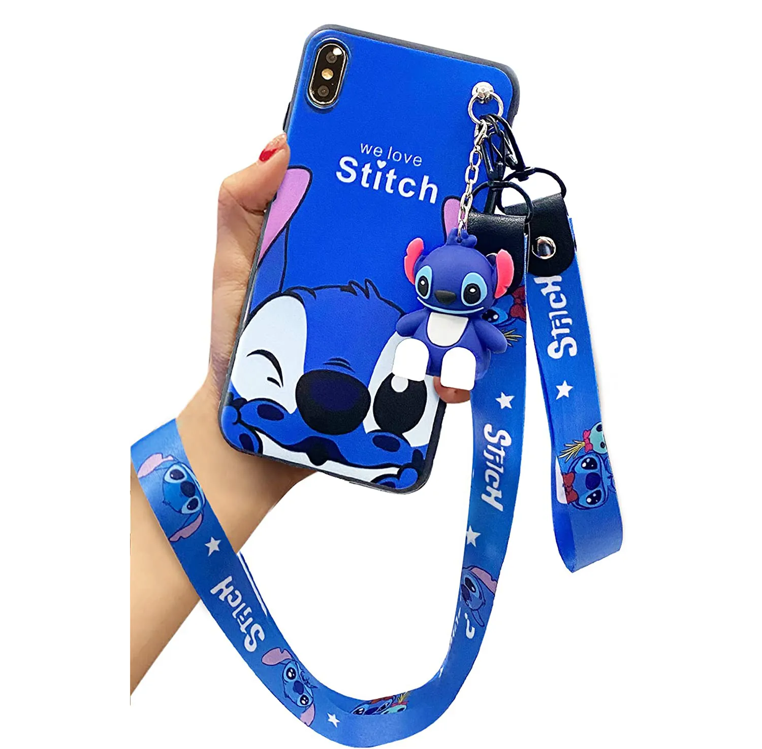 

Stitch For Samsung Galaxy S7 Edge S8 S9 S10 S20 S21 S22 S23 Plus Ultra S21FE Note 9 10 Phone Case With Stand Holder Strap Rope