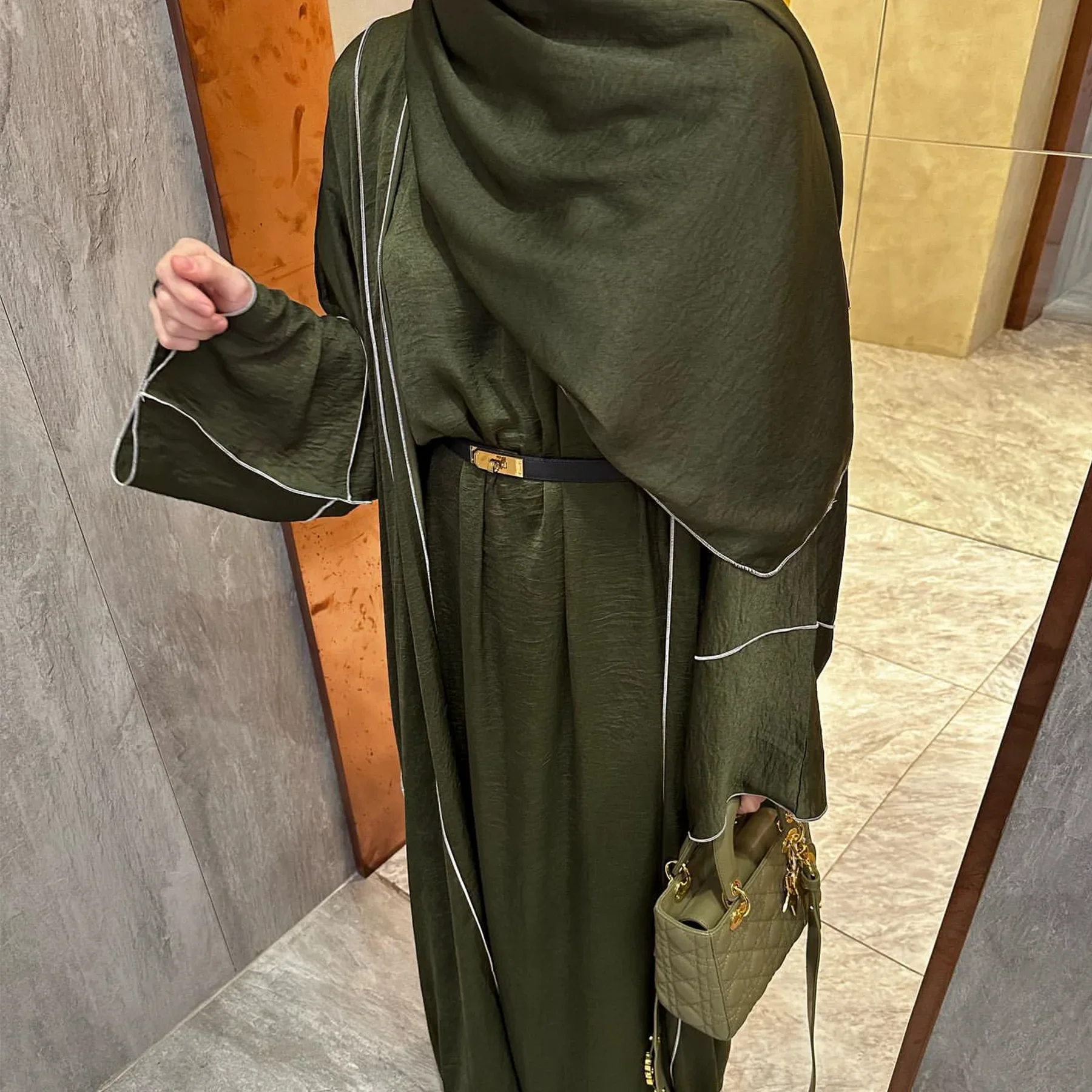 

Abaya 2 Piece Set Kimono Matching Shot Sleeve Inner Dress Muslim Abayas for Women Dubai Luxury Turkey Modest Islam Outfit Kaftan