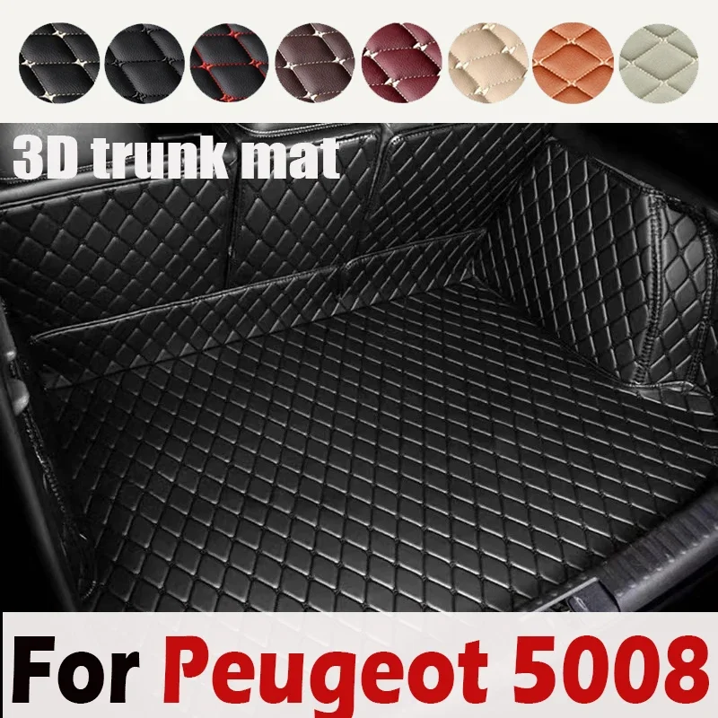 

Автомобильные коврики для заднего багажника для Peugeot 5008 P87 2017 ~ 2022, 7-местный Водонепроницаемый защитный поднос, ковер, грязевые автомобильные аксессуары