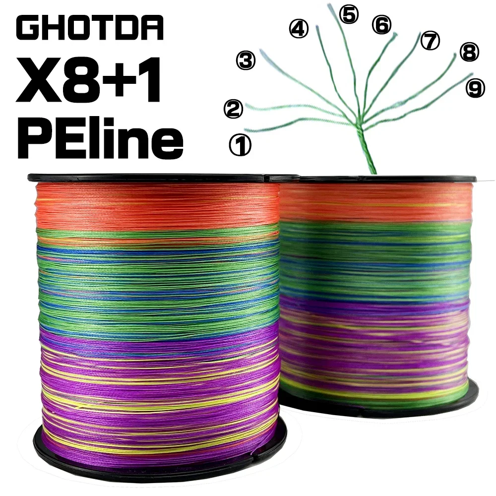 

Ghotda 9 Strands 300M/500M Braided Fishing Lines Multifilament PE Saltwater Fishing Line 20lb-100lb Diameter 0.14-0.55mm