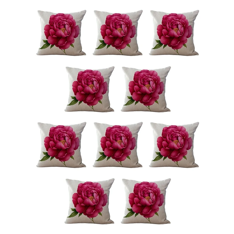 

10X Vintage Floral/Flower Flax Decorative Throw Pillow Case Cushion Cover Home Sofa Decorative Rose