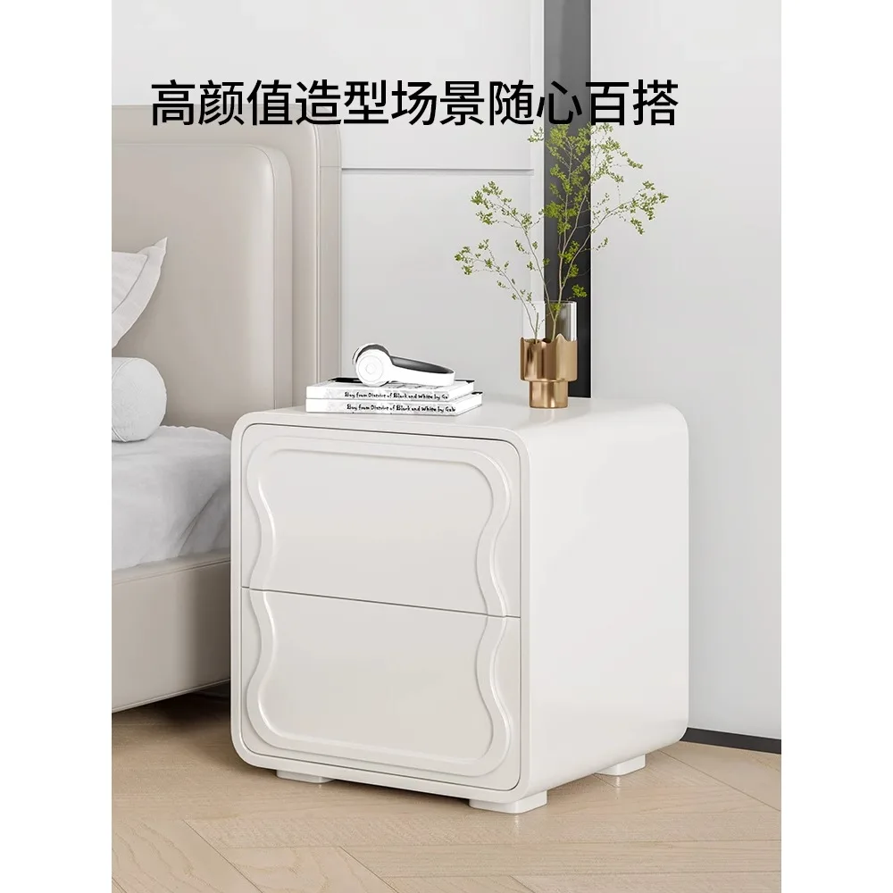 

Light luxury and simple cream style bedside table, bedroom Instagram popular storage rack, modern and minimalist small cabinet,