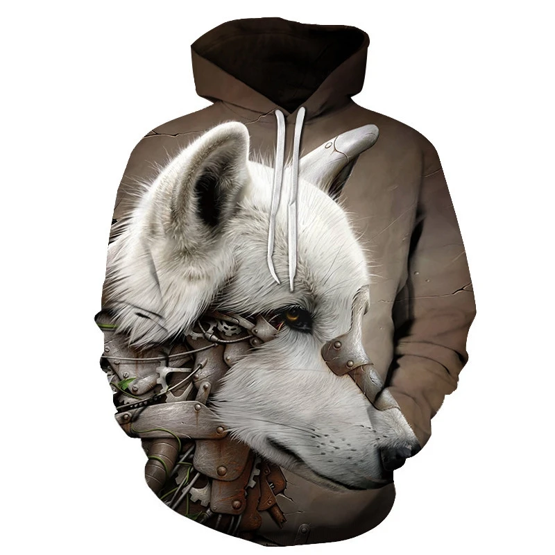 Men's Animal Pattern Printed Hoodie Mechanical Body Pure White Wolf Fashion Printed Spring and Autumn Long-Sleeved Hoodie
Men's Animal Pattern Printed Hoodie Mechanical Body Pure White Wolf Fashion Printed Spring and Autumn Long-Sleeved Hoodie