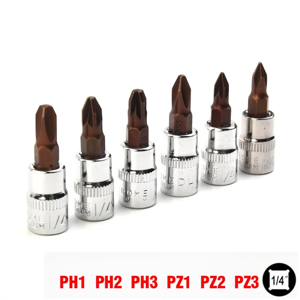 6PCS Chrome Vanadium Steel PH Pozi Bit Socekt 1/4 Inch Drive PH1 PH2 PH3 PZ1 PZ2 PZ3 Screwdriver Bits Hand Tools Replacement
6PCS Chrome Vanadium Steel PH Pozi Bit Socekt 1/4 Inch Drive PH1 PH2 PH3 PZ1 PZ2 PZ3 Screwdriver Bits Hand Tools Replacement