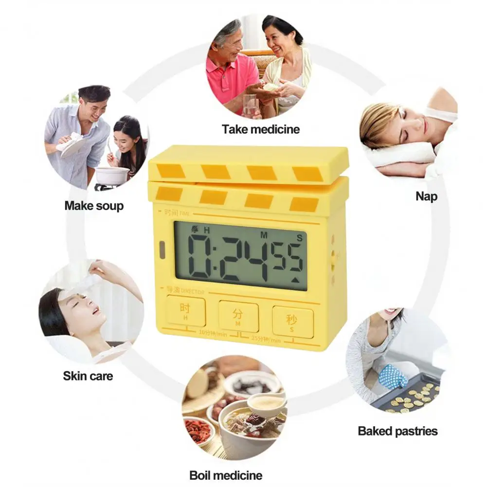 

Study Timer Multi-purpose Timer Magnetic Adsorption Digital Countdown Timer Convenient Retro Board Shape for Kitchen Classroom