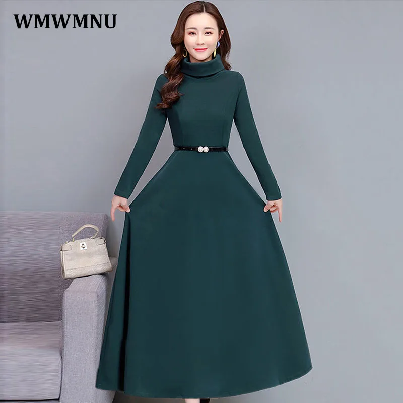 Winter Warm Turtleneck Elegant Belted Long Dress Women Vintage Long Sleeve Solid A-Line Dresses Casual Maxi Vestidos Mujer 2022
Winter Warm Turtleneck Elegant Belted Long Dress Women Vintage Long Sleeve Solid A-Line Dresses Casual Maxi Vestidos Mujer 2022
