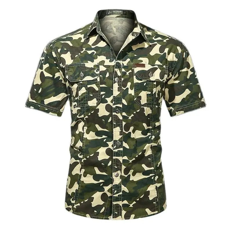 

Men Casual Short Sleeve Tactical Military Shirts Camouflage T-Shirt Quick Dry Outdoor Camping Hiking Fishing Male Clothing