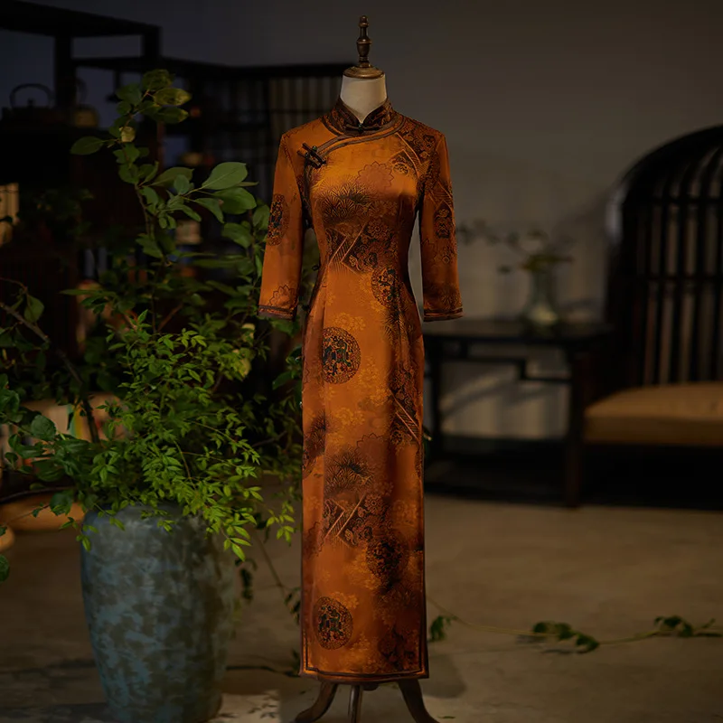 Summer Elegant Women Printed Satin Mandarin Collar Side Eight Buckles Chinese Qipao Seven Points Sleeve Cheongsam Dresses
Summer Elegant Women Printed Satin Mandarin Collar Side Eight Buckles Chinese Qipao Seven Points Sleeve Cheongsam Dresses