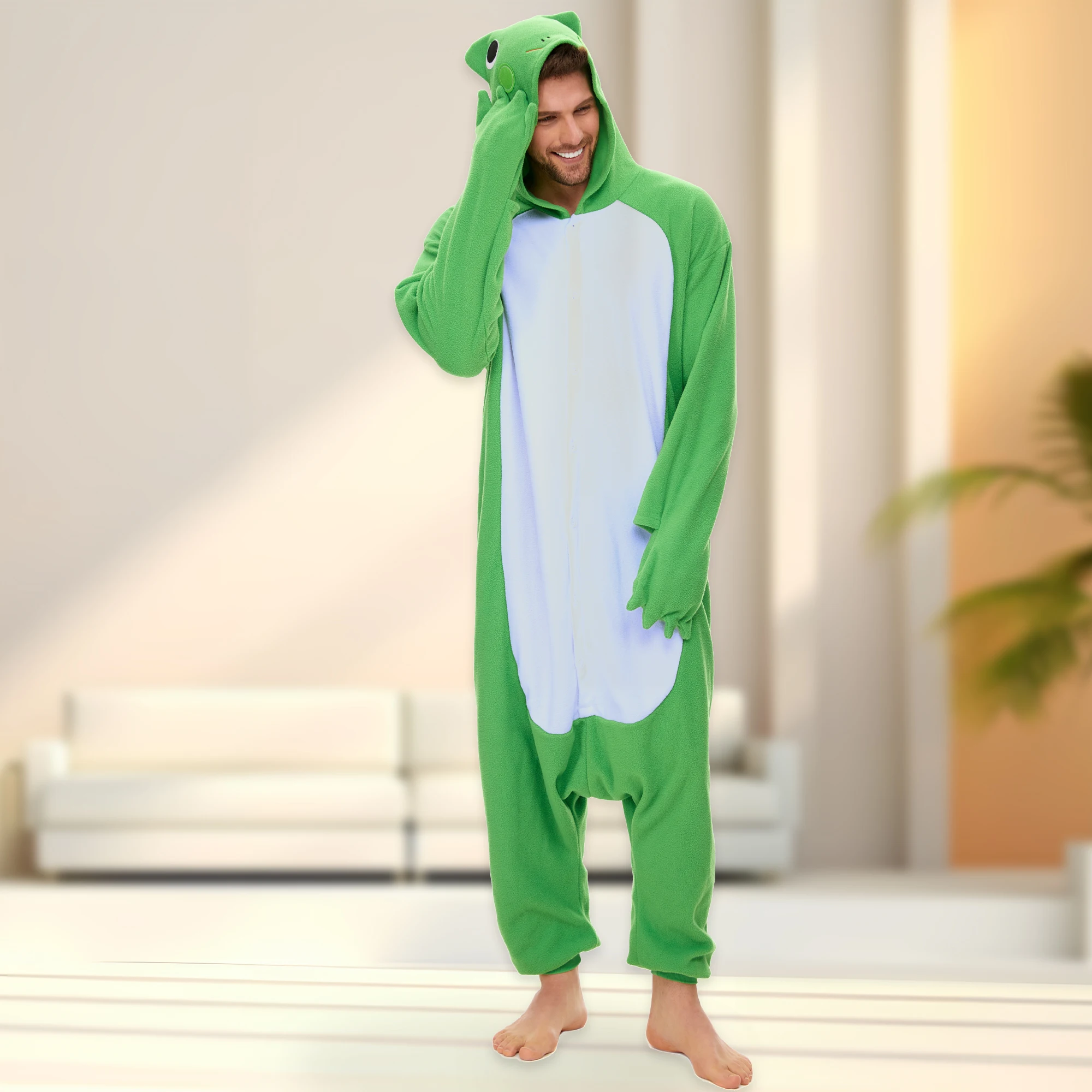

Комбинезон-лягушка CANASOUR для взрослых, мужские пижамы на Хэллоуин, Рождество, смешные костюмы для косплея с животными, цельная Пижама