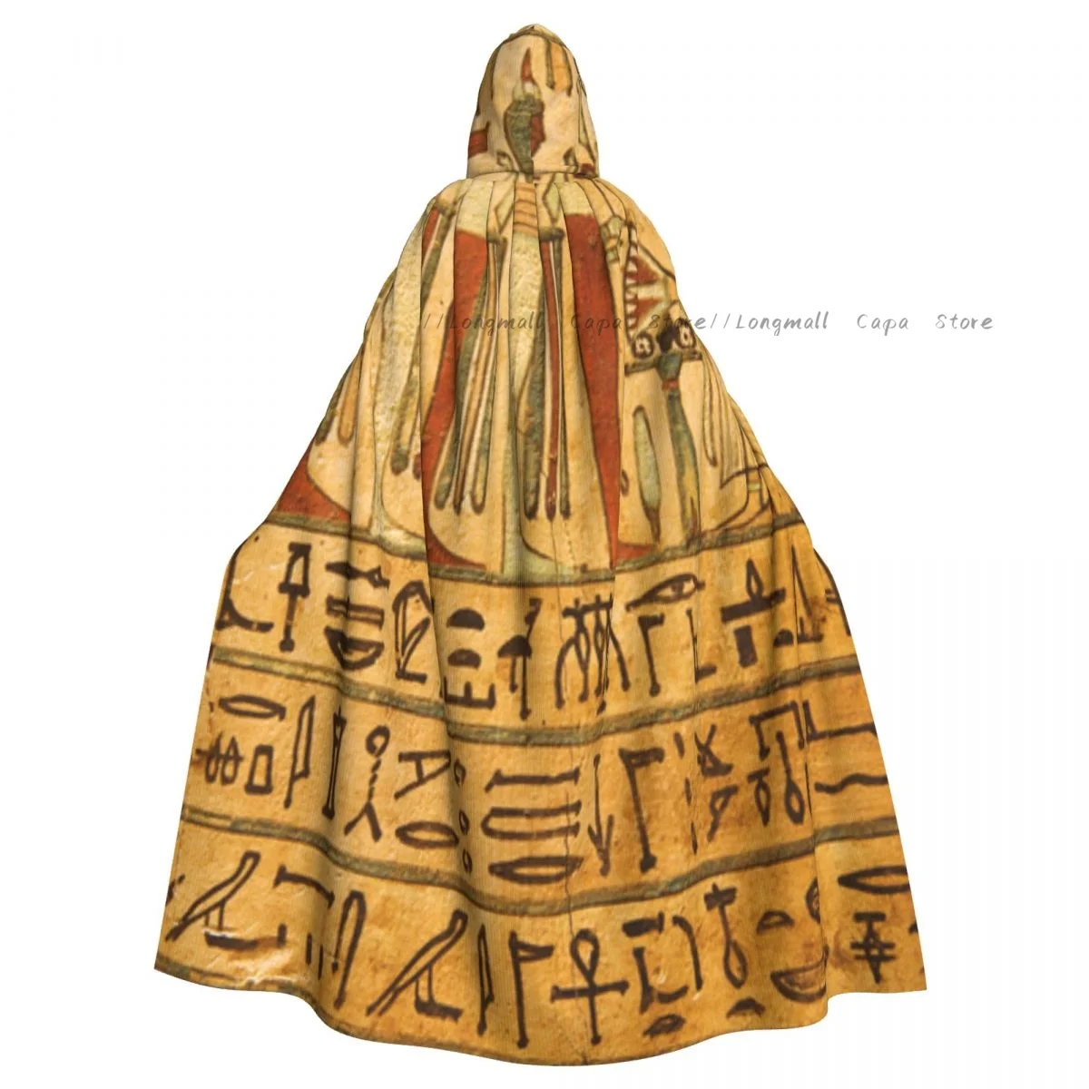 

Ancient Egyptian Gods And Hieroglyphics Cloak Hooded Cosplay Costume Halloween Adult Long Party Cape