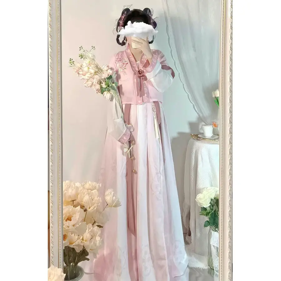 Hanfu Dress Chinese Traditional Dress for Girls Pink Coat Sling Skirt Set Three Pieces Suit Coaplay Women Clothes
Hanfu Dress Chinese Traditional Dress for Girls Pink Coat Sling Skirt Set Three Pieces Suit Coaplay Women Clothes