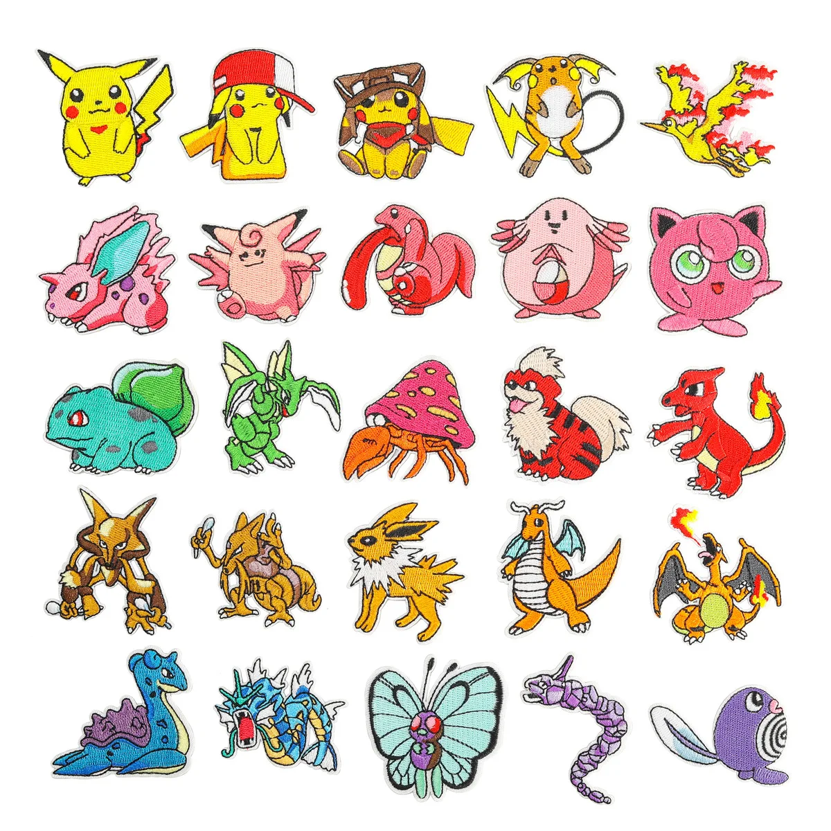 

25Pcs/Set Cartoons Pikachu Game monster Character DIY for Clothing iron Sew Ironing Embroidery Patch T Shirt Appliques Badge