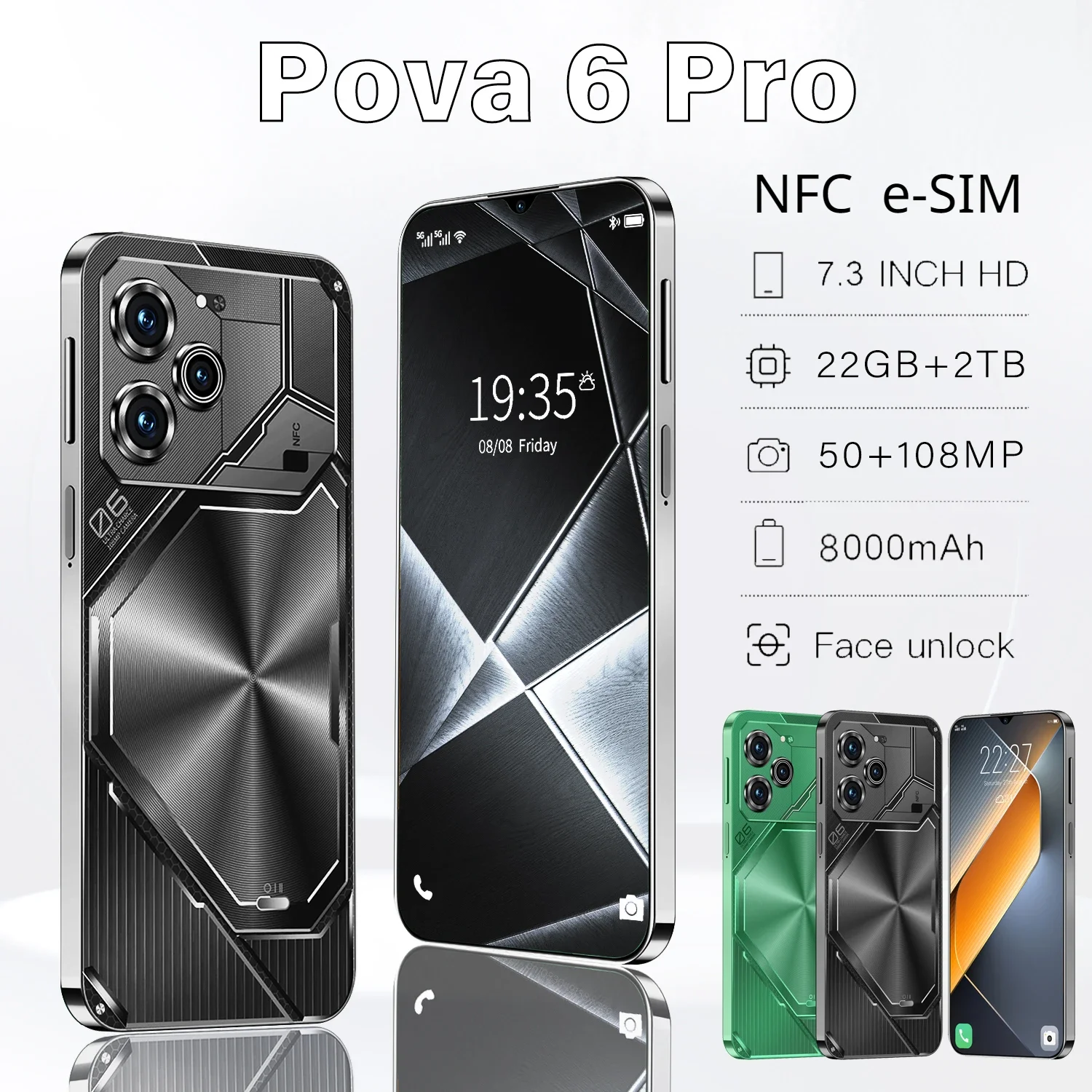 Original Pova 6 Pro Smartphone 5G Dimensity9200 7.3inch 22GB+2TB Cell Phone DualSIM MobilePhones 50+108MP Android14 Unlocked NFC
Original Pova 6 Pro Smartphone 5G Dimensity9200 7.3inch 22GB+2TB Cell Phone DualSIM MobilePhones 50+108MP Android14 Unlocked NFC