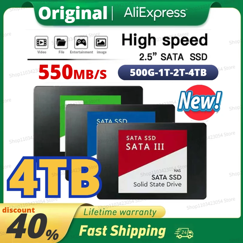 4TB SSD High-speed Sata 1TB 2TB Hard Drive Disk Sata3 2.5 Inch Tlc 500mb/s Internal Solid State Drives For Laptop Desktop PS5
4TB SSD High-speed Sata 1TB 2TB Hard Drive Disk Sata3 2.5 Inch Tlc 500mb/s Internal Solid State Drives For Laptop Desktop PS5