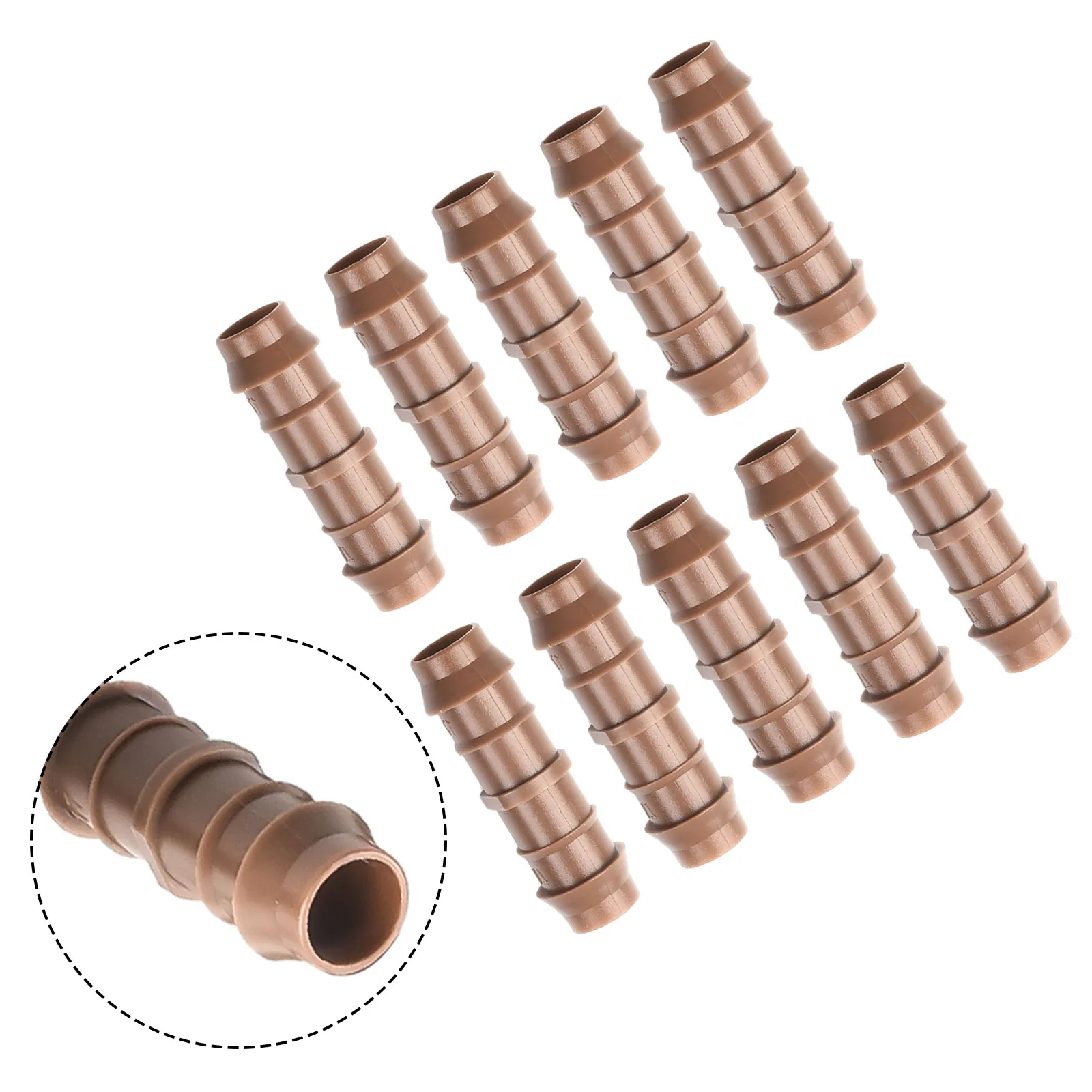 Set Coupler Connectors 10pcs 17mm Accessories Barbed Brown Drip Fittings Garden Irrigation Line Coupler Plastic
Set Coupler Connectors 10pcs 17mm Accessories Barbed Brown Drip Fittings Garden Irrigation Line Coupler Plastic