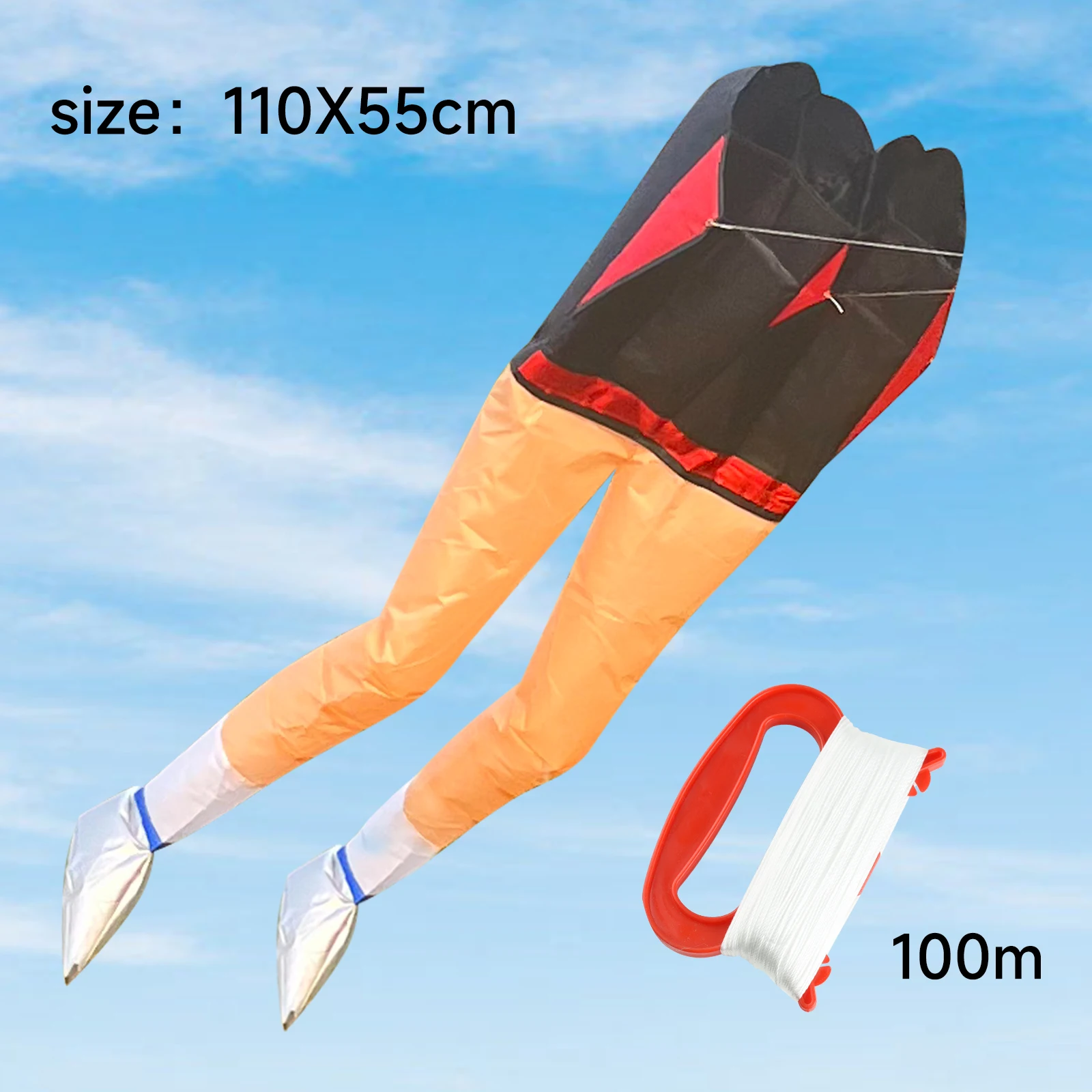 

1.1M Funny Soft Kite Long Legged Inflatable Nylon Kites Flying Kit for Kids Easy To Fly Tear Resistant Outdoor Parent Child Game