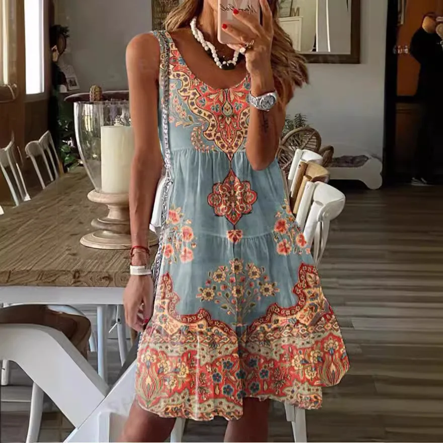 Women's Dress Summer Vintage Printed Elegant Sleeveless V-neck Tank Top Fashion Holiday Midi Dresses For Women Party Vestidos
Women's Dress Summer Vintage Printed Elegant Sleeveless V-neck Tank Top Fashion Holiday Midi Dresses For Women Party Vestidos