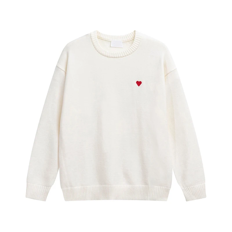 Autumn and winter new women's clothing solid color knitted men's sweater love decorative design simple versatile pullover top
Autumn and winter new women's clothing solid color knitted men's sweater love decorative design simple versatile pullover top