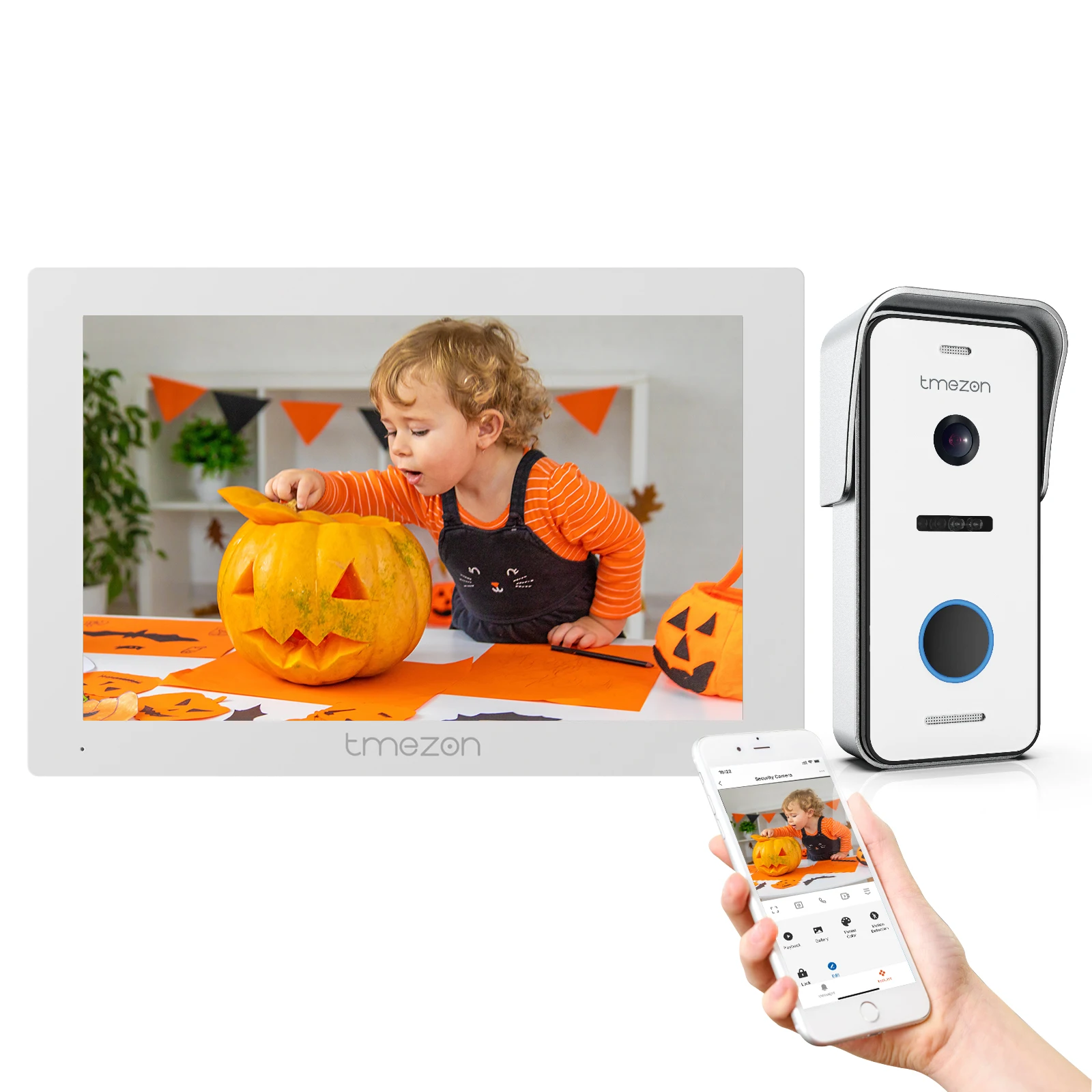 

TMEZON 7 Inch Tuya App 1080P Wifi Smart Video DoorPhone Intercom System with Wired Doorbell APP/Password/Card Swipe TouchScreen