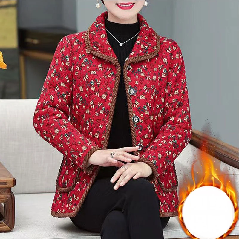 Winter Elegant Fashion Harajuku Plus Velvet Tops Women Casual All Match Parkas Button Patchwork Printed Long Sleeve Outerwear
Winter Elegant Fashion Harajuku Plus Velvet Tops Women Casual All Match Parkas Button Patchwork Printed Long Sleeve Outerwear