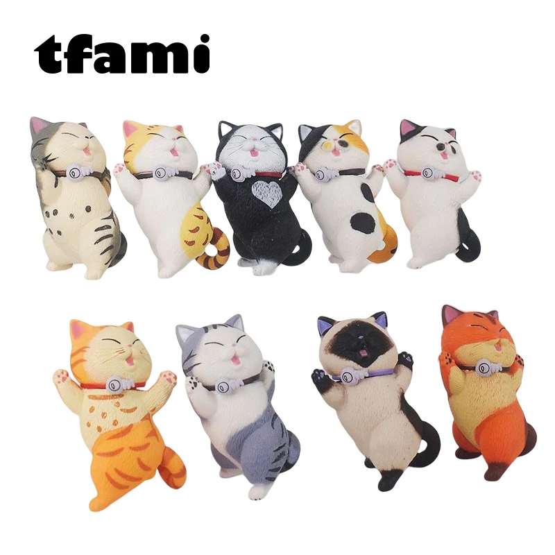 

TFAMI 9PCS Cartoon Animal Figures Toy For Childrens Cartoon Kitten Animal Toys Kawaii Mini Q Version PVC High Quality Figure Toy