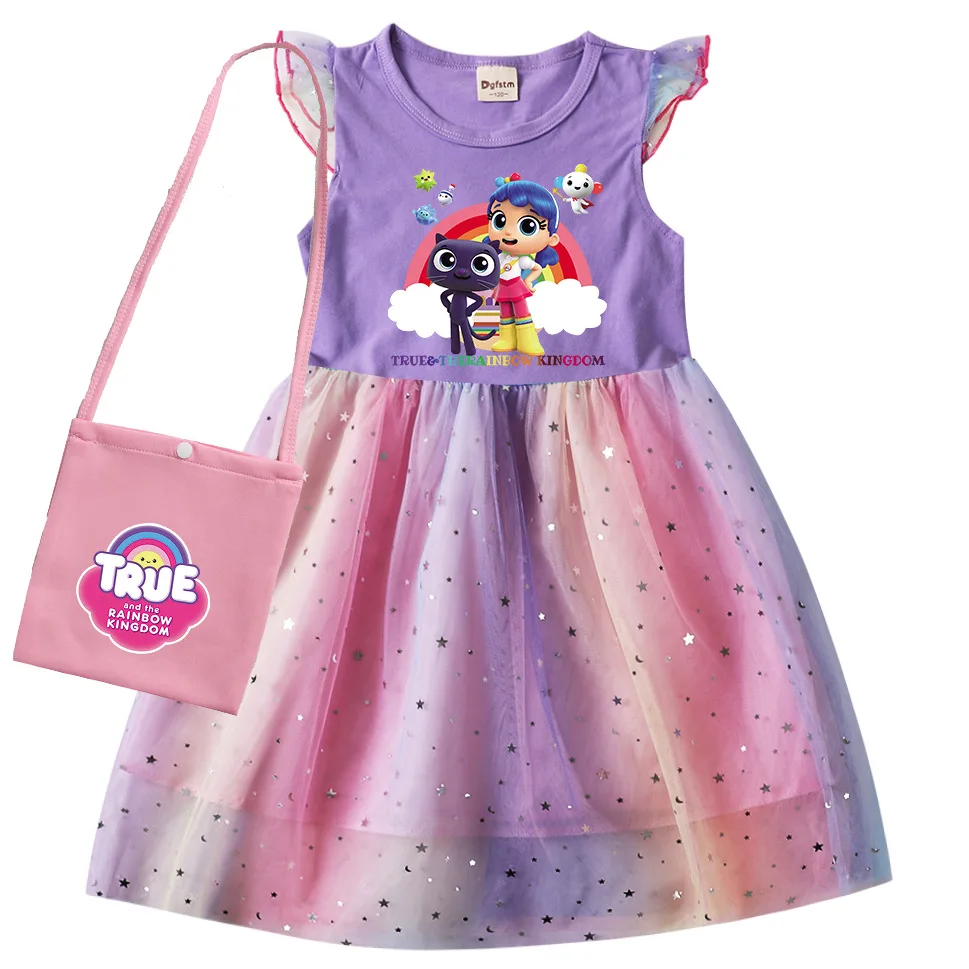 Kids True Rainbow Kingdom Clothes Girls Summer Sleeveless Dresses & Small Bag Children Birthday Wedding Party Princess Vestidos
Kids True Rainbow Kingdom Clothes Girls Summer Sleeveless Dresses & Small Bag Children Birthday Wedding Party Princess Vestidos