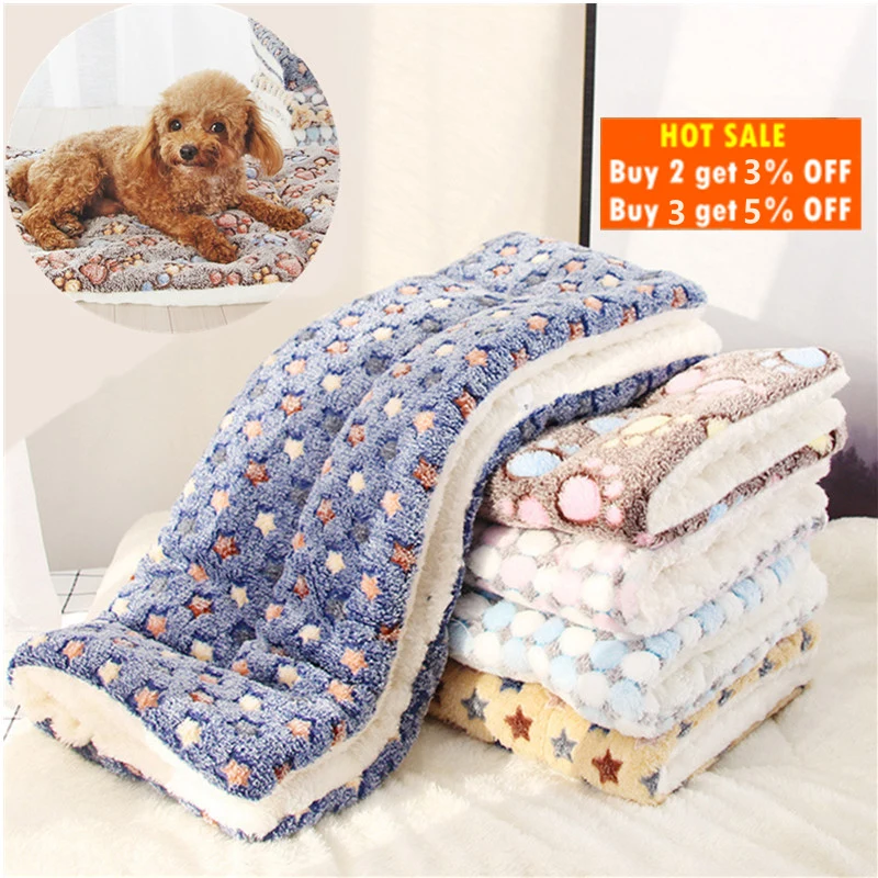 Фото Фланелевый утолщенный мягкий флисовый коврик для домашних животных одеяло собак