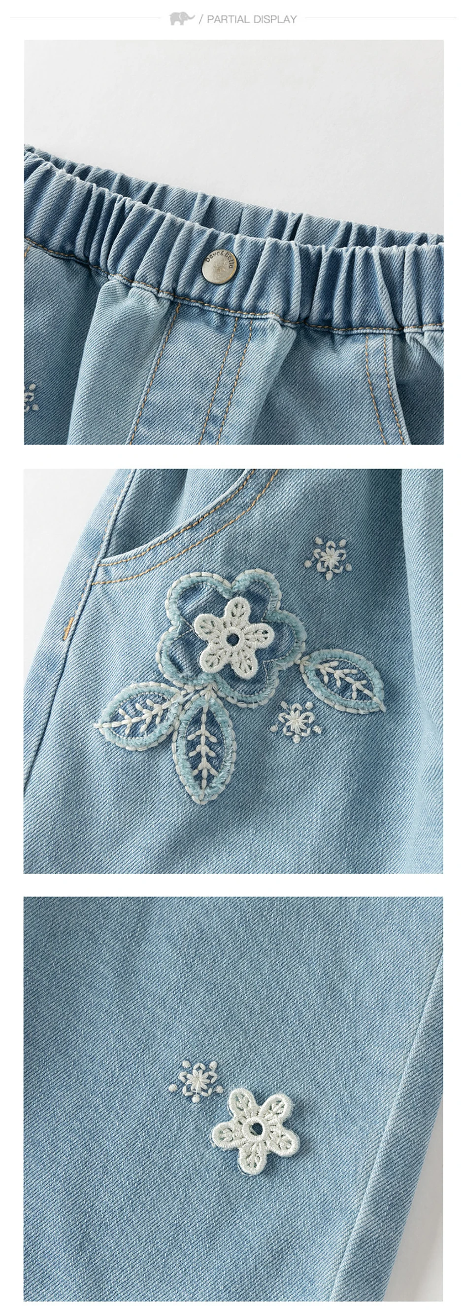 بنطلون جينز للأطفال من ديف بيلا، ملابس بنات للخريف والربيع، بنطلون كاجوال عصري للأطفال من القطن الدنيم المرن DB1260317 بنطلون جينز للأطفال من ديف بيلا، ملابس بنات للخريف والربيع، بنطلون كاجوال عصري للأطفال من القطن الدنيم المرن DB1260317