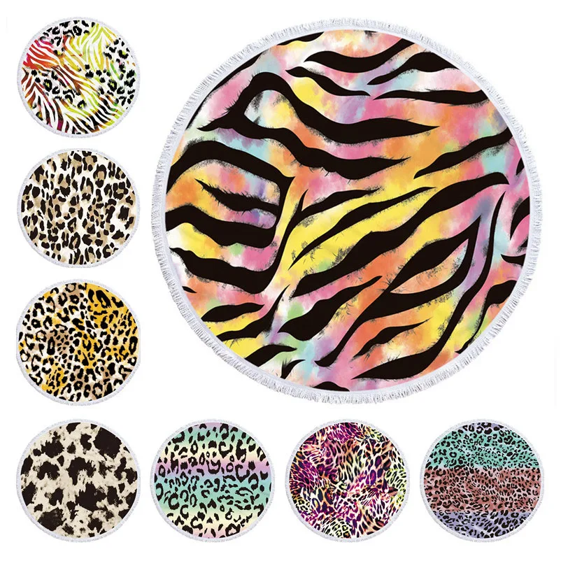 

150cm Beach Towel Tassel Toalla Leopard Tapestry Sunblock Round Cover-Up Bath Towel Bohemian Yoga Mat Blanket