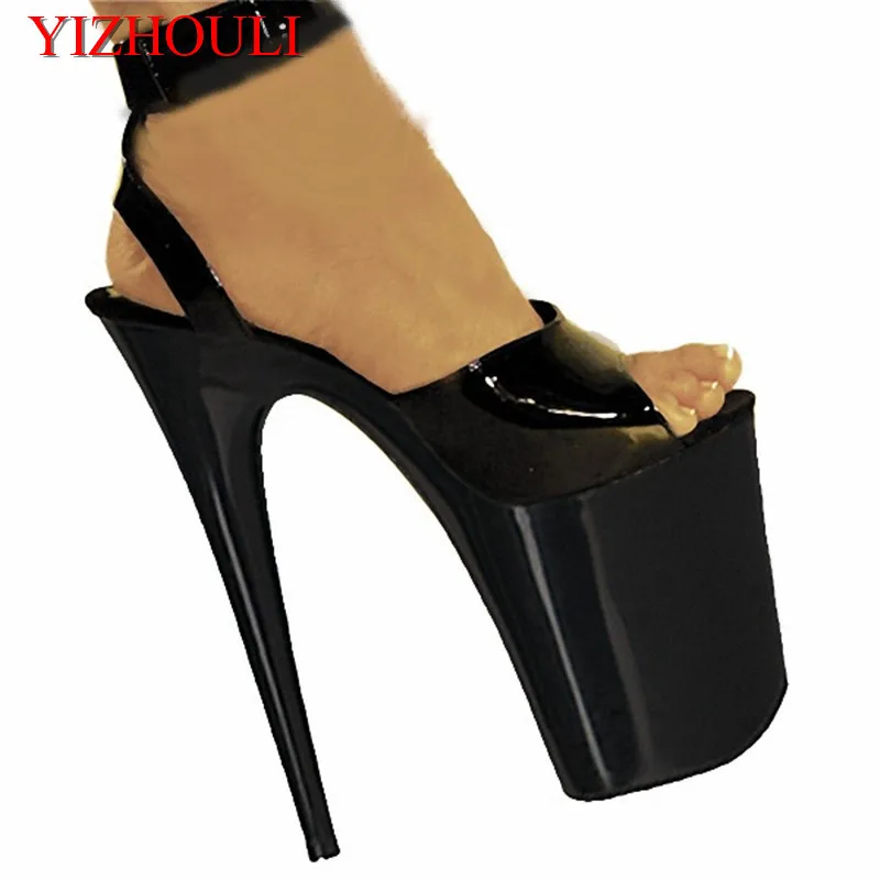 

20cm Thong , Roman sandals ultra high heels paint the foreign trade of the lacquer that bake big yards for women's dance shoes