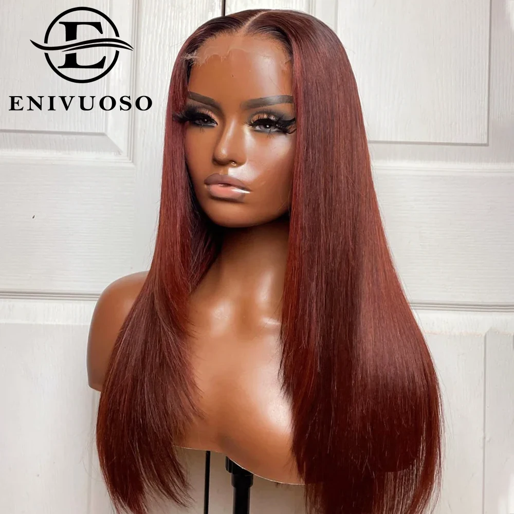 Reddish Brown Layered Silky Straight 13X4 Lace Front Wigs For Women Black Copper Red Colored Layered Cut Synthetic Glueless Wig 
Reddish Brown Layered Silky Straight 13X4 Lace Front Wigs For Women Black Copper Red Colored Layered Cut Synthetic Glueless Wig