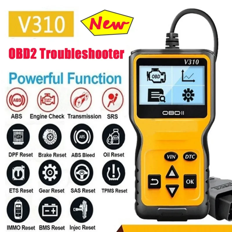 Универсальный считыватель кодов ошибок двигателя, V310 OBD2 сканер, автоматический инструмент для диагностики, сканер для всех протоколов OBD II
Универсальный считыватель кодов ошибок двигателя, V310 OBD2 сканер, автоматический инструмент для диагностики, сканер для всех протоколов OBD II