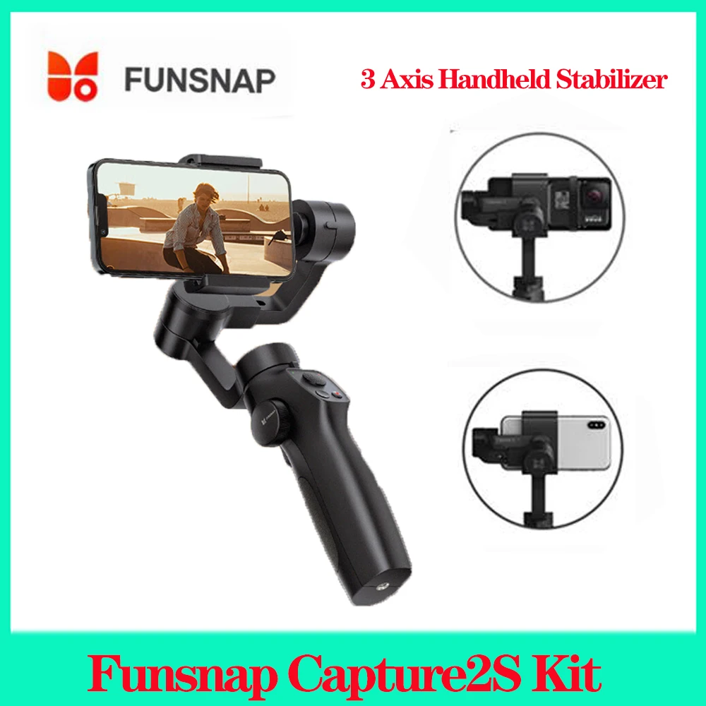 

Funsnap Capture2S Kit Capture 2S 3 Axis Handheld Stabilizer Cellphone Video Record Smartphone Gimbal For Action Camera Phone