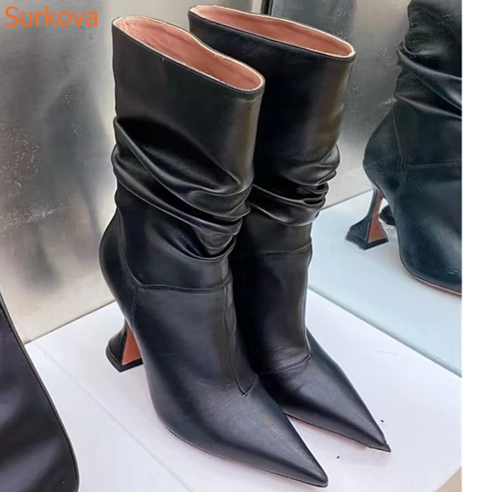 Pleated Strange Style Women Boots Solid Pointed Toe Short Boots Mid Calf Microfiber Fashion Sexy 2023 New Arrivals Women Shoes
Pleated Strange Style Women Boots Solid Pointed Toe Short Boots Mid Calf Microfiber Fashion Sexy 2023 New Arrivals Women Shoes