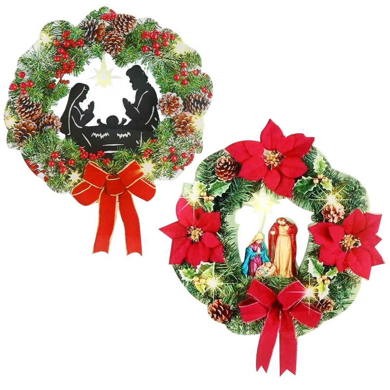 Nativity Scene Christmas Wreath Artificial Poinsettia Flower Bowknot Holy Family Xmas Front Door Wall Decoration
Nativity Scene Christmas Wreath Artificial Poinsettia Flower Bowknot Holy Family Xmas Front Door Wall Decoration