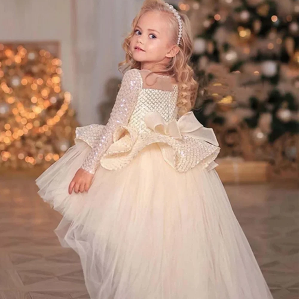 First Communion Dresses Elegant Long-sleeved Tuxedo Bow Belt Princess Dress Flower Girl Wedding Party Ball Dream Kids Gift
First Communion Dresses Elegant Long-sleeved Tuxedo Bow Belt Princess Dress Flower Girl Wedding Party Ball Dream Kids Gift