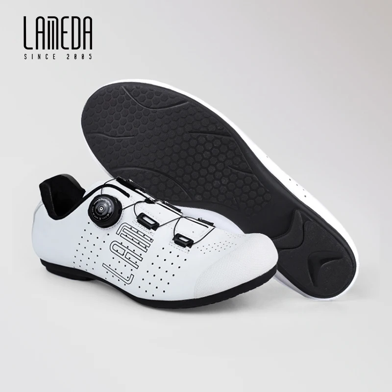 

LAMEDA New Cycling Shoes Men Rubber Sole Cycling Bicycle Shoes Microfiber Upper Unlocking Sneaker Ultralight Breathable Road Bik
